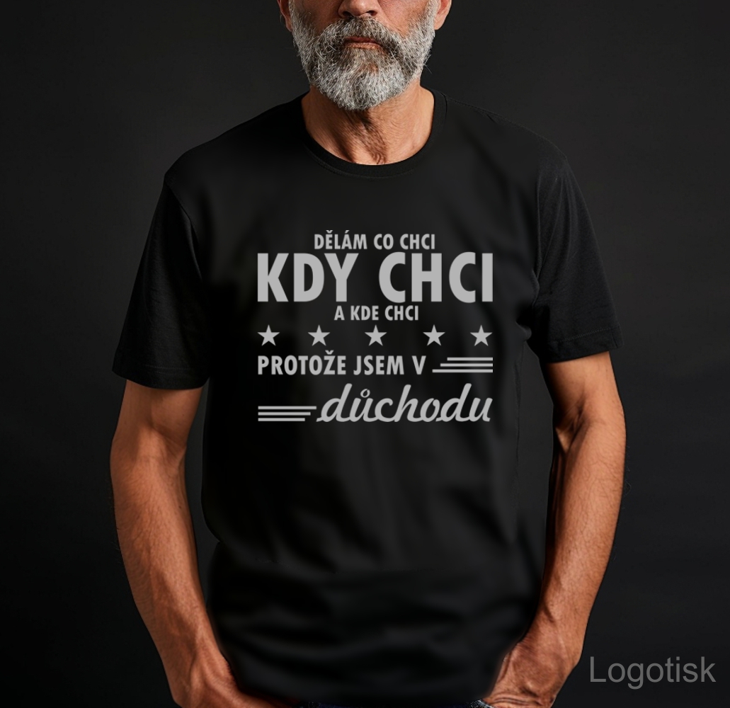Tričko pánské s potiskem JSEM V DŮCHODU
