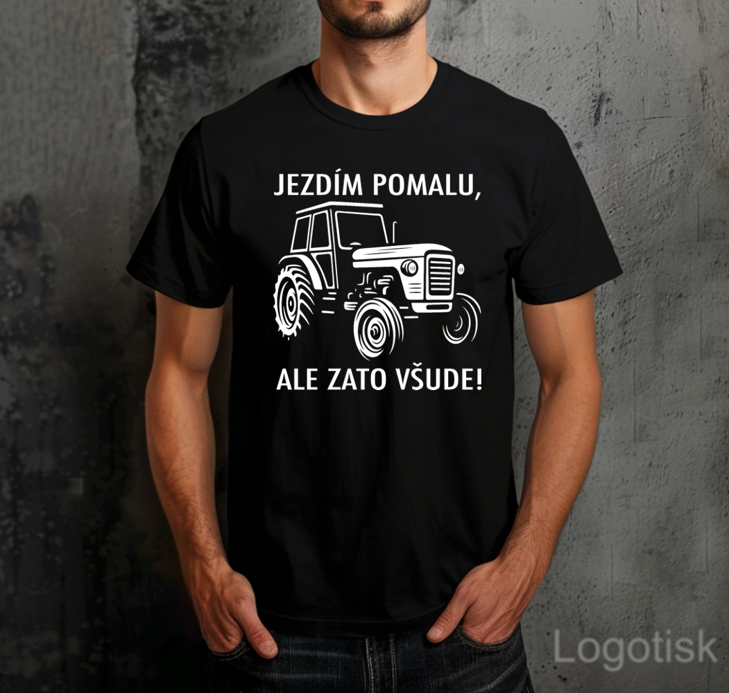 Tričko potisk TRAKTOR - JEZDÍM POMALU