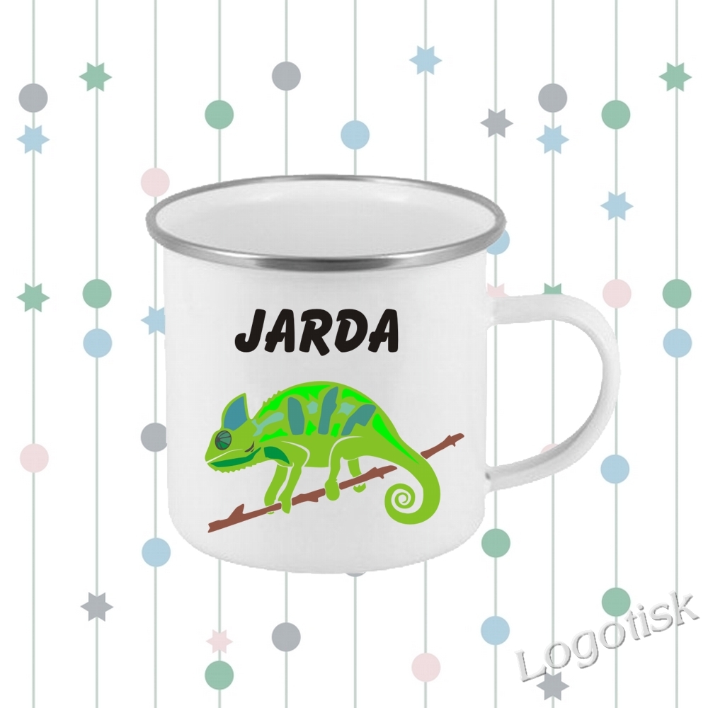 Plechový hrnek pro děti CHAMELEON se jménem
