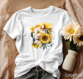 Dámské tričko s KOČKOU v květinách